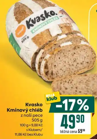 Billa Kvasko Kmínový chléb nabídka