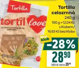 Billa Tortilla celozrnná nabídka