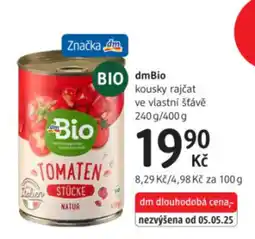 dm drogerie DmBio kousky rajčat ve vlastní šťávě nabídka