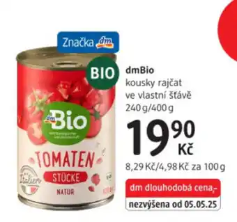 dm drogerie DmBio kousky rajčat ve vlastní šťávě nabídka
