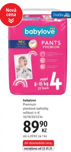 dm drogerie babylove Premium plenkové kalhotky nabídka