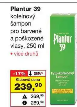 Barvy a laky drogerie Plantur 39 kofeinový šampon pro barvené a poškozené Plantur vlasy nabídka