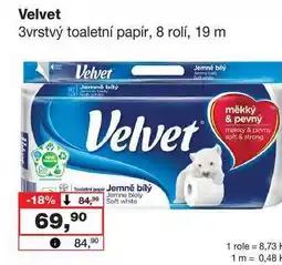 Barvy a laky drogerie Velvet 3vrstvý toaletní papír, 8 rolí nabídka