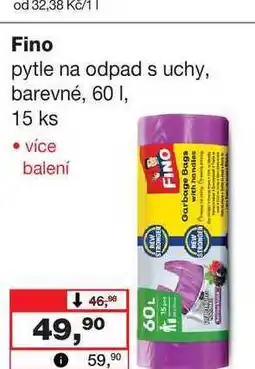 Barvy a laky drogerie Fino pytle na odpad s uchy, barevné, 60l, 15 ks nabídka