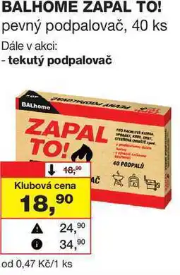 Barvy a laky drogerie BALHOME ZAPAL TO! pevný podpalovač, 40 ks nabídka