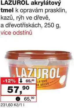 Barvy a laky drogerie LAZUROL akrylátový tmel k opravám prasklin, kazů, rýh ve dřevě, a dřevotřískách nabídka
