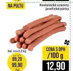 Jip Kostelecké uzeniny javořické párky bal cca 2,2 kg 100g nabídka