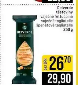Jip Delverde těstoviny vaječné fettuccine vaječné tagliatelle špenátové tagliatelle nabídka