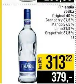 Jip Finlandia vodka Original 40% Cranberry 37.5% Mango 37,5% Lime 37,5% Grapefruit 37,5% nabídka