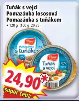 Norma Tuňák s vejci / Pomazánka lososová / Pomazánka s tuňákem nabídka
