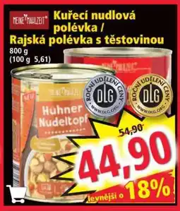 Norma Kuřecí nudlová polévka / Rajská polévka s těstovinou nabídka