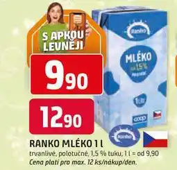 Trefa RANKO MLÉKO trvanlivé, polotučnė, 1,5 % tuku nabídka