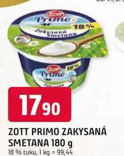 Trefa ZOTT PRIMO ZAKYSANÁ SMETANA 180 g 18 % tuku nabídka