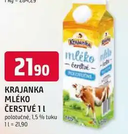 Trefa KRAJANKA MLÉKO ČERSTVÉ 1l polotučné, 1,5% tuku nabídka