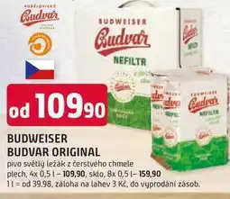 Trefa BUDWEISER BUDVAR ORIGINAL NEFILTR pivo světlý ležák z čerstvého chmele plech nabídka