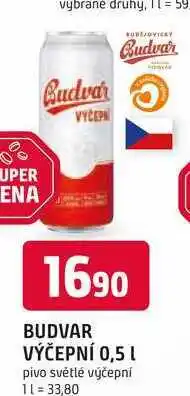 Trefa BUDVAR Pivo světlé výčepní 0,5l 0.5l plech nabídka