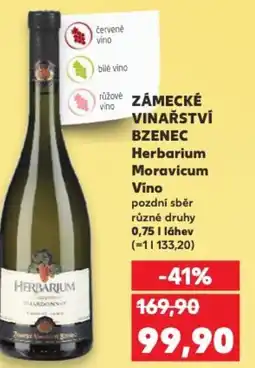 Kaufland ZAMECKE VINAŘSTVÍ BZENEC Herbarium Moravicum Vino nabídka