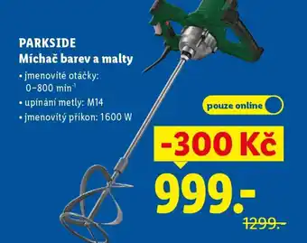 Lidl PARKSIDE Míchač barev a malty nabídka