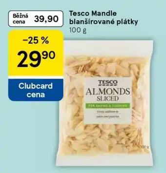 Tesco Tesco Mandle blanšírované plátky nabídka