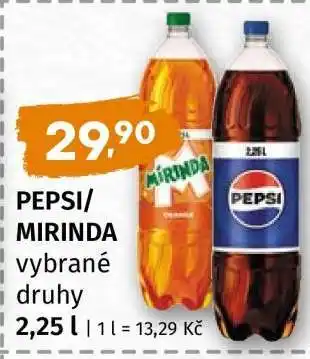Terno PEPSI, MIRINDA vybrané druhy nabídka