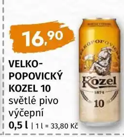 Terno VELKOPOPOVICKÝ KOZEL 10 světlé pivo výčepní nabídka