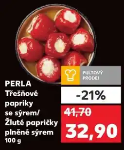 Kaufland PERLA Třešňové papriky se sýrem/Žluté papričky plněné sýrem 100 g nabídka