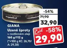 Kaufland GIANA Uzené šproty v rostlinném oleji nabídka