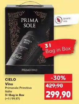 Kaufland CIELO Víno Primasole Primitivo Itálie nabídka