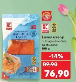 Kaufland Losos uzený bukovým kouřem, za studena 100 g nabídka