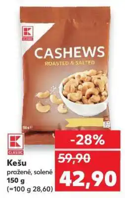 Kaufland Kešu pražené, solené 150 g nabídka