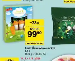 Tesco Lindt čokoládové mrkve nabídka
