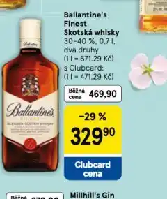Tesco Ballantine´s finest skotská whisky nabídka