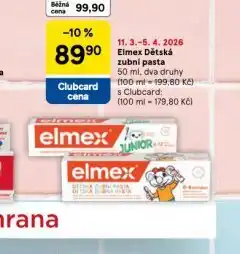 Tesco Elmex dětská zubní pasta nabídka