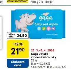 Tesco Gaga dětské vlhčené ubrousky nabídka