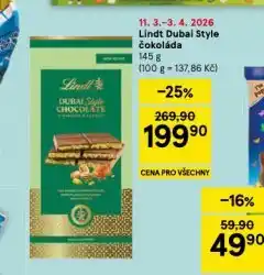 Tesco Lindt dubai style čokoláda nabídka