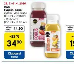 Tesco Ugo funkční nápoj nabídka