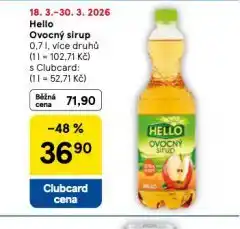 Tesco Hello ovocný sirup nabídka