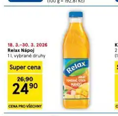 Tesco Relax nápoj nabídka