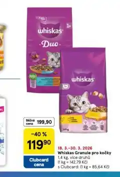 Tesco Whiskas granule pro kočky nabídka