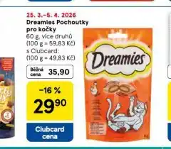 Tesco Dreamies pochoutky pro kočky nabídka
