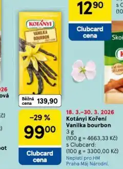 Tesco Kotányi koření vanilka bourbon nabídka