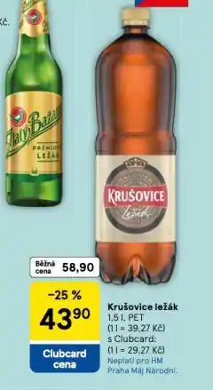 Tesco Pivo krušovice 12 královský ležák nabídka