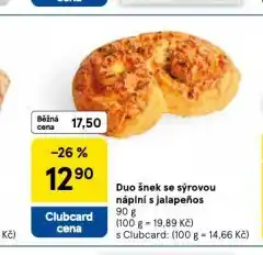 Tesco Duo šnek se sýrovou náplní a jalapeňos nabídka