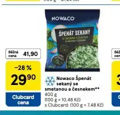 Tesco Nowaco špenát sekaný se smetanou a česnekem nabídka