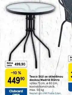 Tesco Stůl se skleněnou deskou madrid mistro nabídka