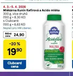 Tesco Mlékárna kunín kefírová a acido mléka nabídka