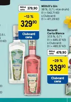 Tesco Millhill´s gin nabídka