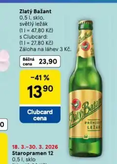 Tesco Pivo zlatý bažant nabídka