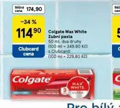 Tesco Colgate max white zubní pasta nabídka