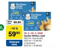 Tesco Gerber mlíčko s kaší nabídka